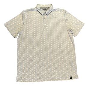 Threadgrit Mens Large Short Short Sleeve Polo Shirt Blue & White Geo Print